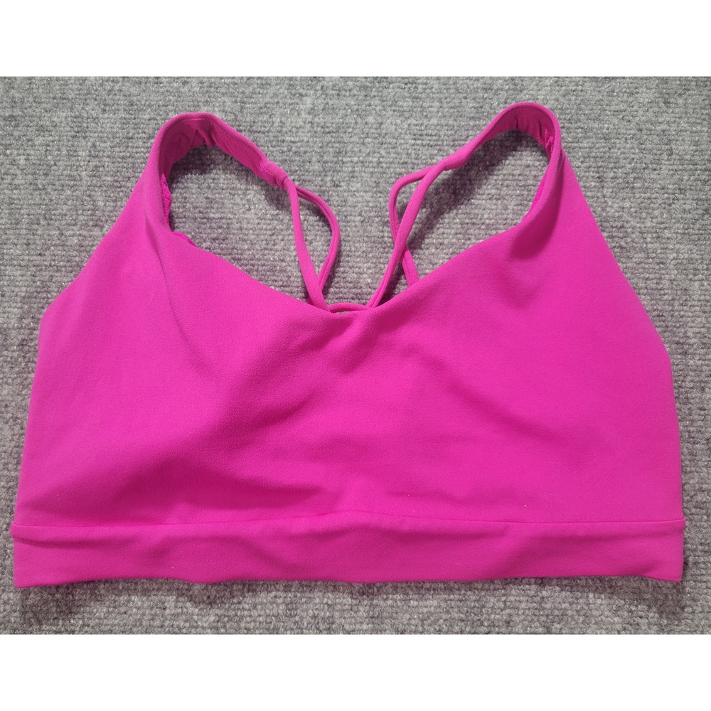 Athleta Strappy Cage Back Sports Bra Magenta Pink Activewear Yoga Gym
